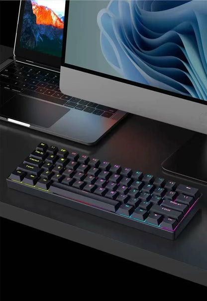 2026 New USB Gaming Mechanical Mini Keyboard Red Switch RGB Backlit 61 Keys Wired Feel for Game/Office