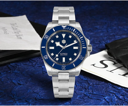 San Martin 40mm Stainless Steel Classic Men Diver Watch Japan NH35 Automatic Mechanical Sapphire Waterproof 300m SN0111