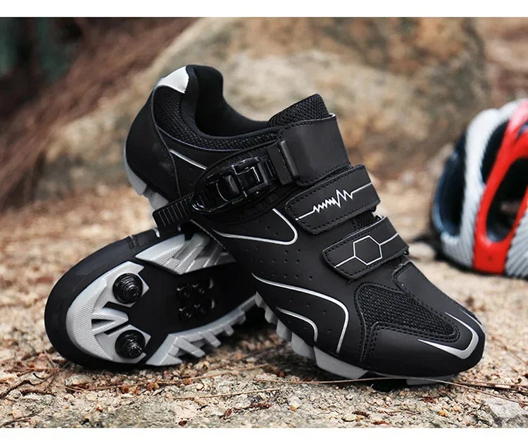 Chaussures de cyclisme unisexes à semelle rigide – Chaussures à crampons pour vélo de route 4 saisons, VTT et sports de plein air
