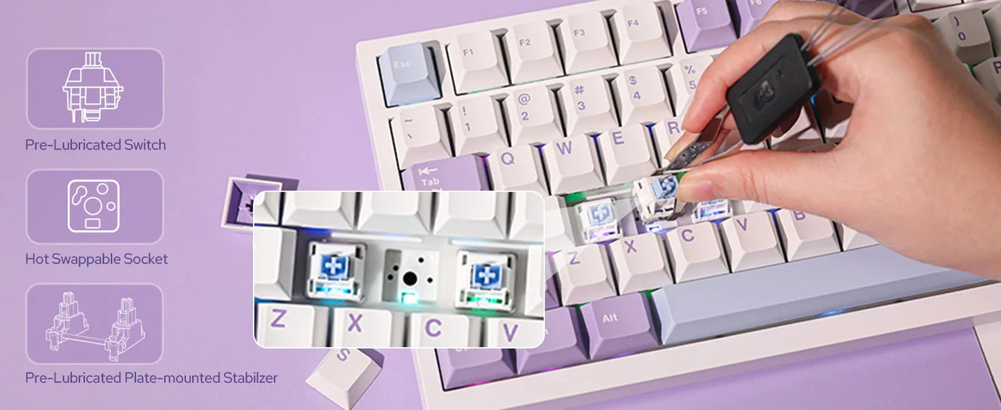AK820 PRO AJAZZ 0.85TFT Screen Mechanical Keyboard Custom GlF image 3 Modes Hot-Swap