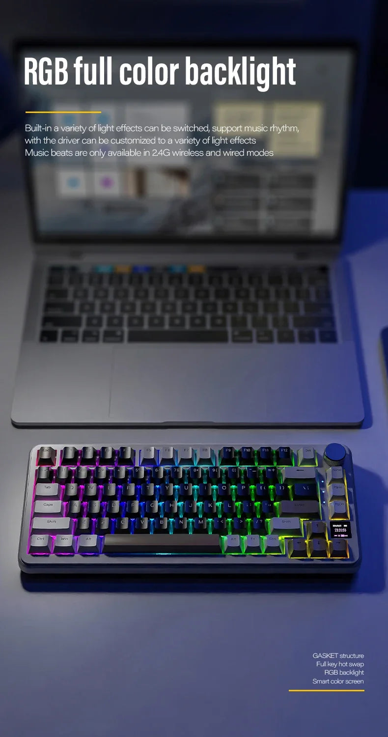 ATTACK SHARK X85/X85Pro Wireless Mechanical Keyboard 75% 82 Keys Tri-Mode Bluetooth Wird RGB Hot Swap Gasket Knob Large battery