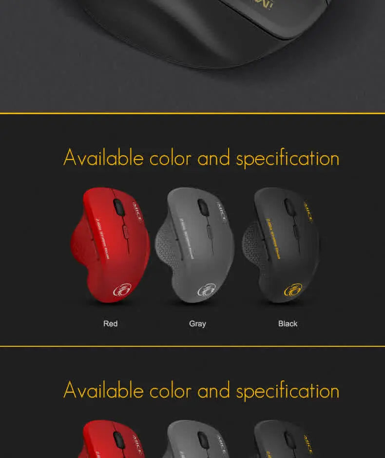 Wireless Gaming Mouse 2.4GHz Ergonomic Optical Mouse with USB Receiver, 1600 DPI Wireless Gaming Mouse for Laptop, PC & Desktop