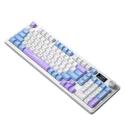 RGB 98Key Silent Keyboard and Mouse Set Wired Mechanical Feel with Screen Display Gaming Office Combo for PC Laptop Desktop