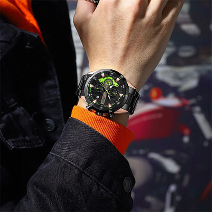 Orologio da uomo di lusso CURREN 8402, nuovo, in acciaio inossidabile, impermeabile, con cronografo e illuminazione notturna.