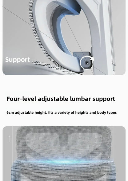 Sedia da ufficio ergonomica in rete con supporto lombare 6D, sedia da computer con schienale alto, sedia da scrivania reclinabile regolabile con poggiapiedi