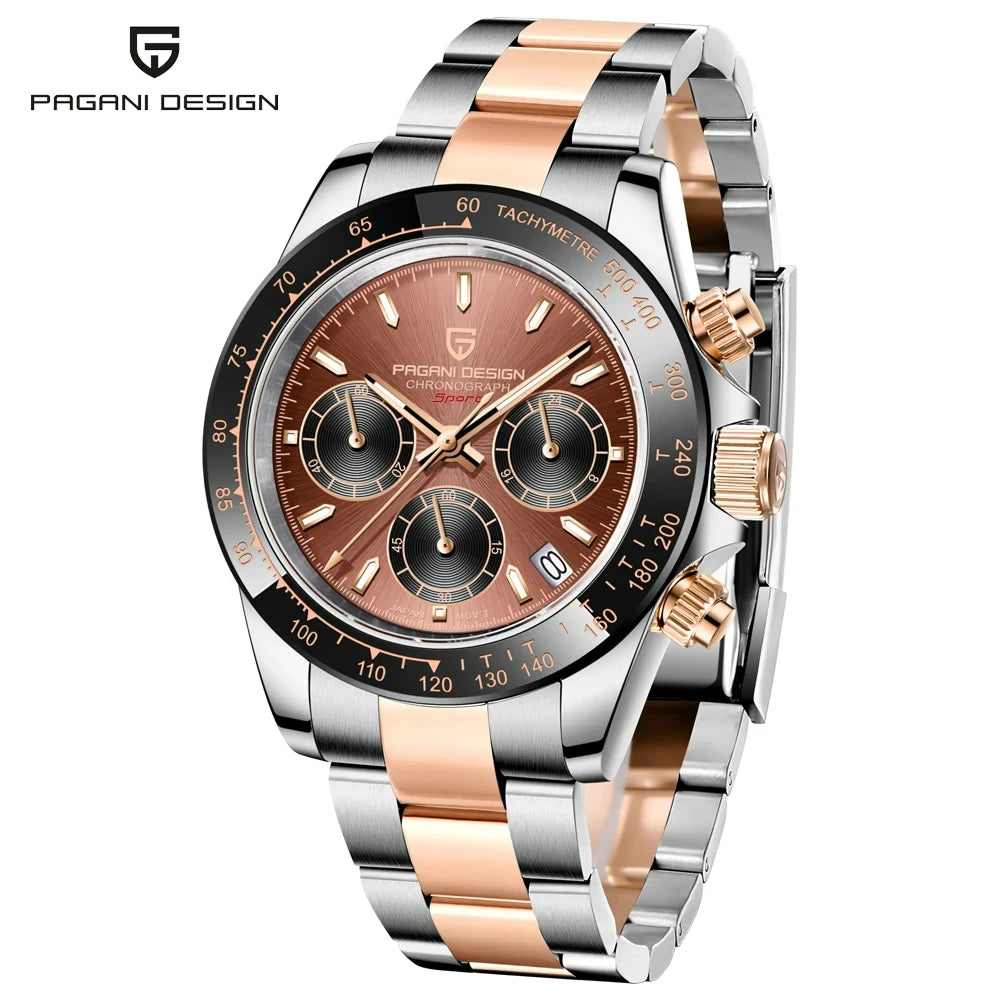 Relógio cronógrafo para homem PAGANI DESIGN – Relógio de pulso de luxo com movimento de quartzo, luminoso e estanque.