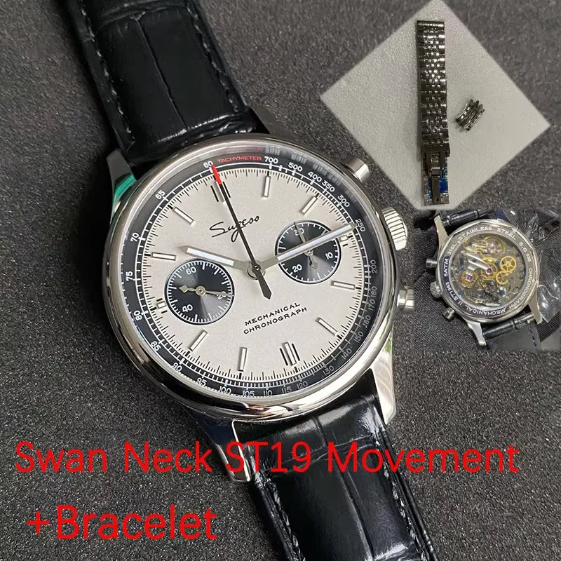 Limited Edition Official Pilot Mechanical Watch Chronograph ST19 Original Military 40MM Men Wristwatch Mechanical Panda Watches