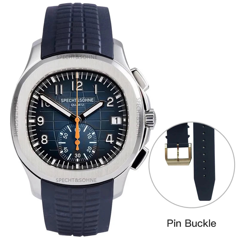 2025 Specht & Söhne Luxury Sports Quartz Watch Japan VD53 Chronograph Stainless Steel Watch Rubber Strap Reloj Hombre Waterproof