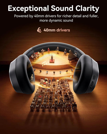 Active Noise Cancelling Headphones Bluetooth 6.0 Wireless Over-Ear Headphones with 120H Battery, 6-Mic ENC Calls, LED Power Display & Spatial Audio