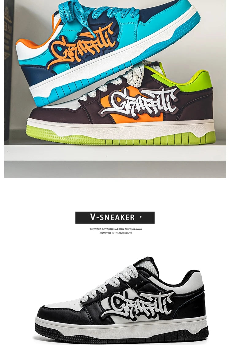 Fashion Blue Designer Skateboard Shoes Men Streetwear Hip hop Sneakers Men Luxury Platform Skateboard Sneakers Men basket homme