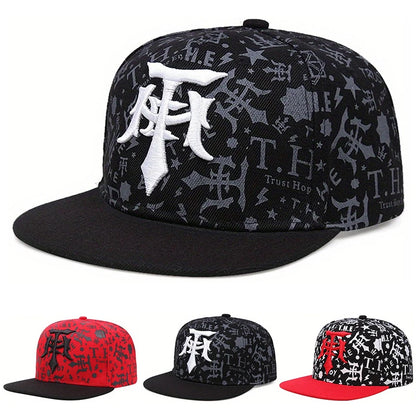 2025 Creative New Baseball Hat T Embroidery Graffiti HipHop Hat Street Fashion Decorative Hat Daily Leisure Flat Edge Hat Unisex