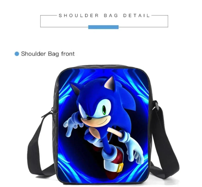2025 New Arrival Sonic School Bag Lunch Bag Pencil Case Boys Girls Daily Use Book Cartoon Book Bags For Kids Christmas Gift