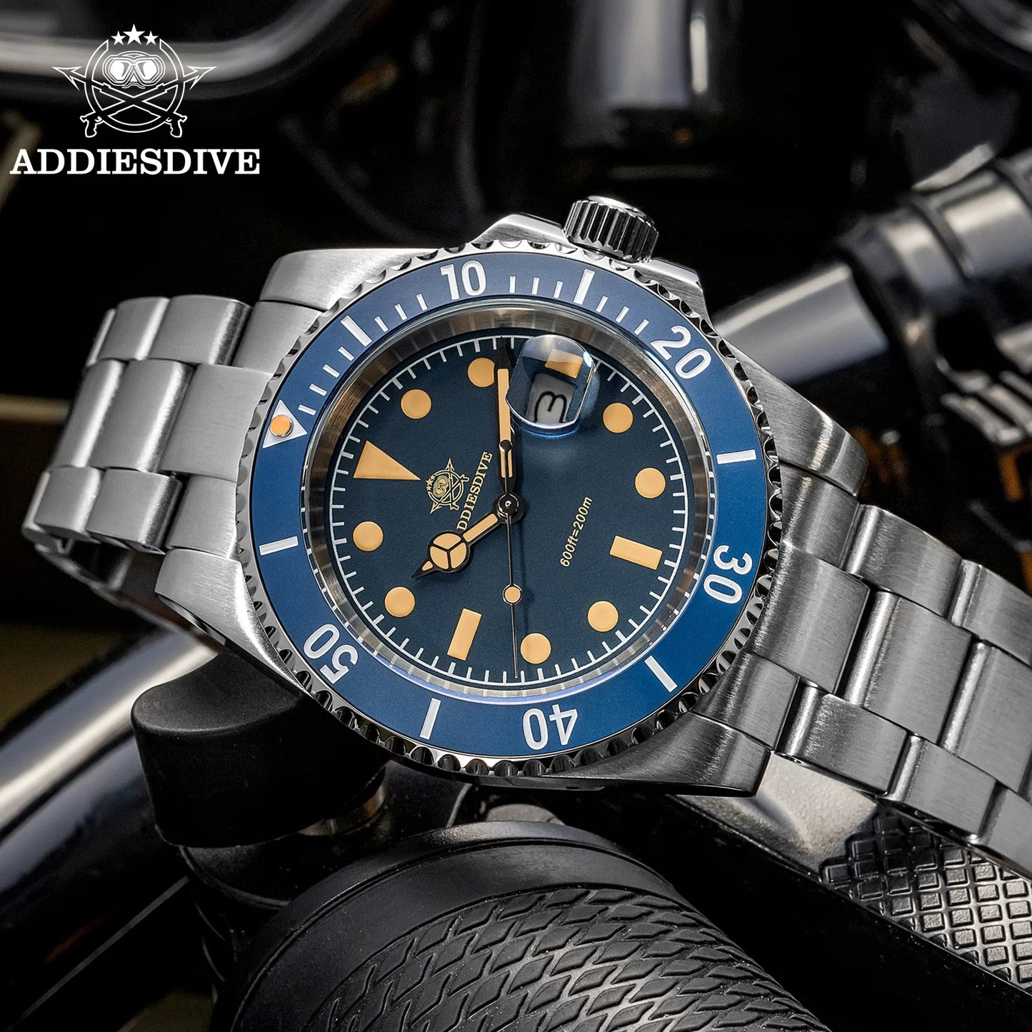 ADDIESDIVE Watch for Men New Quartz Wristwatch Green Ceramic Bezel Diving 200m Luminous 41mm Automatic Date Diver Men's Watch