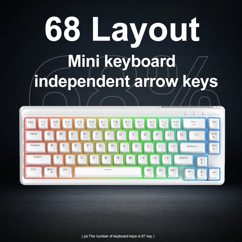 FREEWOLF M68SE Mechanical Feel Keyboard 68 Keys Mini Wired Compact Keyboard Silent for Laptops,Gaming and Office Use