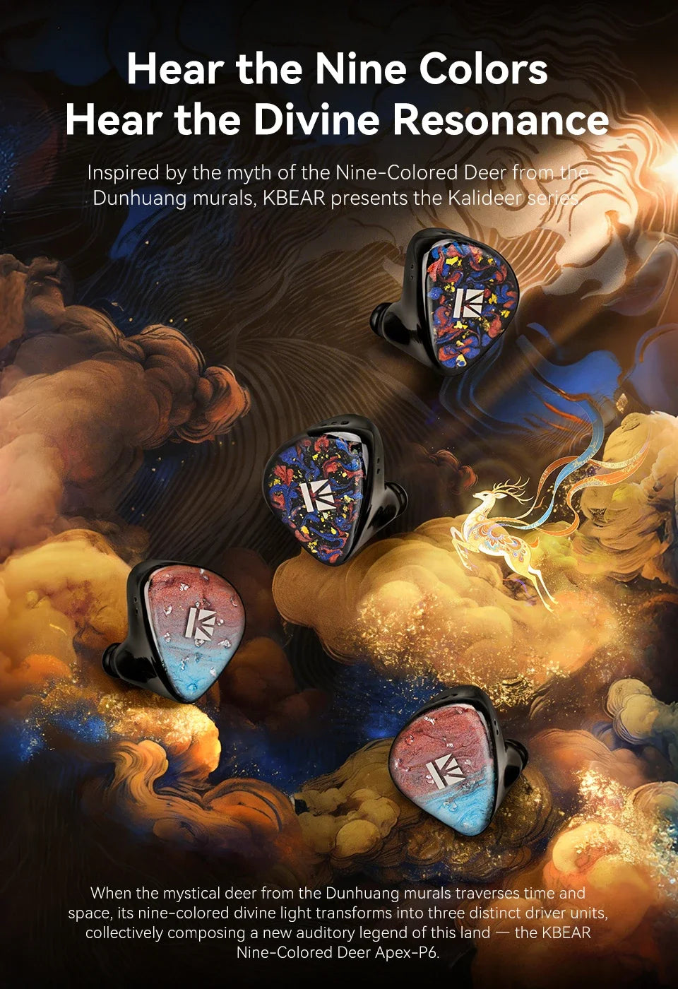 KBEAR Kalideer Apex-P6 1DD+1BA+1Piezo Monitor IEMs Écouteurs intra-auriculaires hybrides avec boîtier en résine imprimé en 3D, écouteurs filaires HiFi