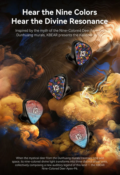 KBEAR Kalideer Apex-P6 1DD+1BA+1Piezo Monitor IEMs Écouteurs intra-auriculaires hybrides avec boîtier en résine imprimé en 3D, écouteurs filaires HiFi