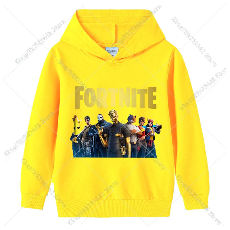Fortnite-Kinder-Hoodies für den Herbst, Kapuzen-Sweatshirt für Jungen und Mädchen, dünner Trainingsanzug, langärmelige Pullover-Oberteile, Sportbekleidung, Kinderkleidung