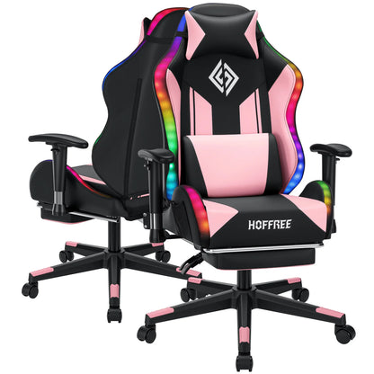 LED Gaming Chair for Children 8-15 Years, Adjustable Gamer Chair with LED Lighting, Footrest & Lumbar Support, Ergonomic PC Chai