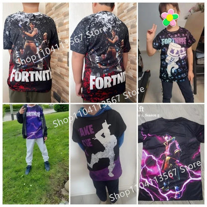 Cartoon-T-Shirt für Jungen und Mädchen, Fortnite-T-Shirt Battle Royale 3D, 3 bis 14 Jahre, Victory Royale, Gaming-Oberteil für Kinder und Teenager