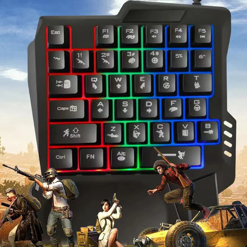 1pc RGB Gaming Keyboard Single Hand Mini USB Ultra-slim Wired 35-Keys OneHandedly Backlight Keyboard For Computer PC Laptop