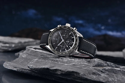 Zegarek PAGANI DESIGN Moon – luksusowy męski chronograf kwarcowy w sportowym stylu, szafirowe szkło z powłoką antyrefleksyjną, luminescencyjny wyświetlacz