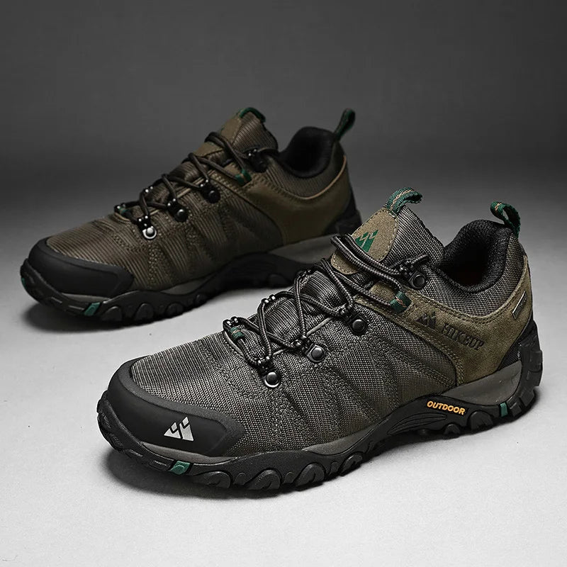HIKEUP miesten neljän vuodenajan vaelluskengät – ulkoiluun ja urheiluun, aitoa nahkaa, kulutusta kestävät kiipeilykengät, kumipohjaiset trekking-sneakerit