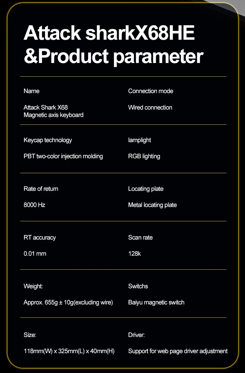 Teclado gaming magnético ATTACK SHARK X68HE X68PRO HE e FREEWOLF F68 com fios F68Pro sem fios para gaming profissional 0.01mm Rapid Trigg