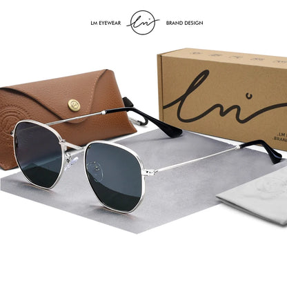LM New Fashion Women Hexagon Sunglasses Men Retro Polarized Driving Coating Mirror Sun Glasses Goggle UV400 Eyewear gafas de sol