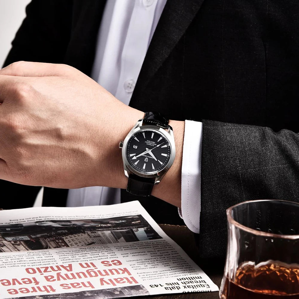 PAGANI DESIGN luxury men’s watch – Mechanical automatic model (calibre 8215), stainless steel, water-resistant, with date display and luminescent hands