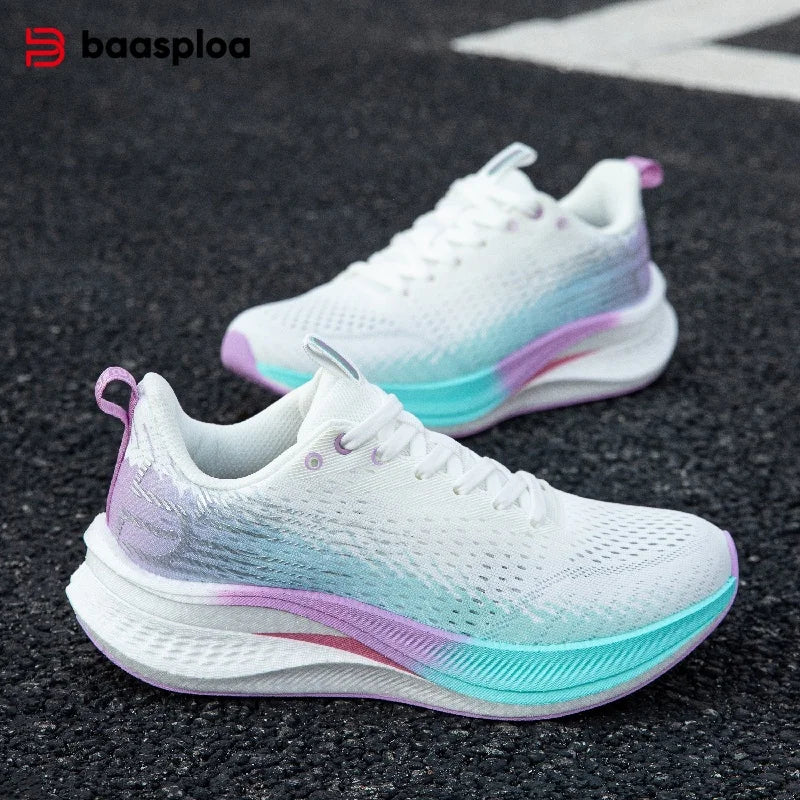 Baasploa Damen-Laufschuhe für Profis, Outdoor, Carbon-Platte, rutschfeste Sportschuhe, Damen-Freizeitschuhe, atmungsaktive Jogging-Sneaker