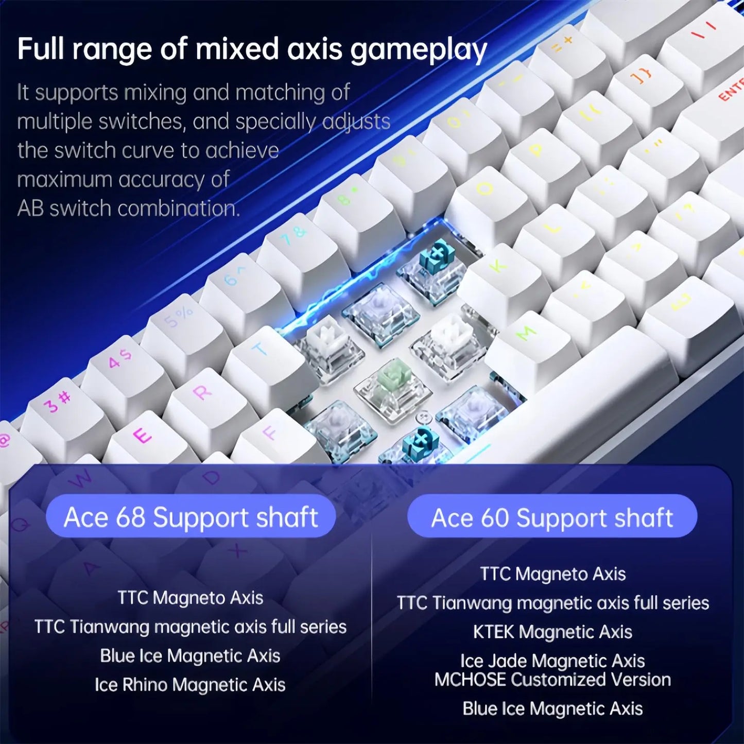 MCHOSE ACE 68 Magnetic Switch Gaming Keyboard Hall Effect Rapid Trigger Programmable RGB 8K Hz DKS/MT/TGL/RS/SOCD Keyboard