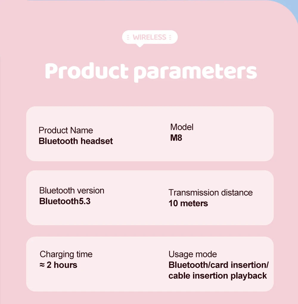 RGB Cat Ear Bluetooth Headphones Wireless Kids Headset with Microphone, Gradient LED Light Gaming Headphones, Stereo Music Bluetooth 5.3 Earphones for Girls
