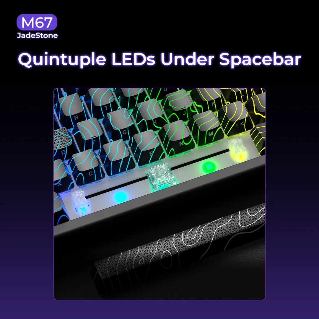 XVX M67 JadeStone Mechanical Keyboard 65% Tri-Mode Wireless Keyboard, Hot Swappable RGB Mechanical Keyboard with IMD Keycaps, Gasket Mount Gaming Keyboard