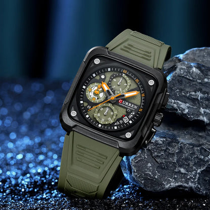 Top Brand CURREN Men's Watches Luxury Square Quartz Wrist Watch Original Waterproof Luminous Chronograph Watch for Men Relogio