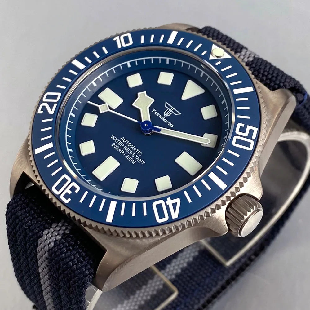 Titanium Case Tandorio 42mm Retro FXD NH35 PT5000 Mechanical Men's Watch Sapphire 200M Diver Watches Luminous Watches for Men
