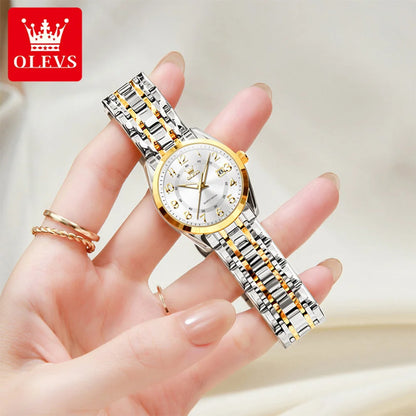 OLEVS Luxury Fashionable Ladies Quartz Watch Waterproof Wristwatch with Arabic Numerals Date Feature And Set Bracelet for Women
