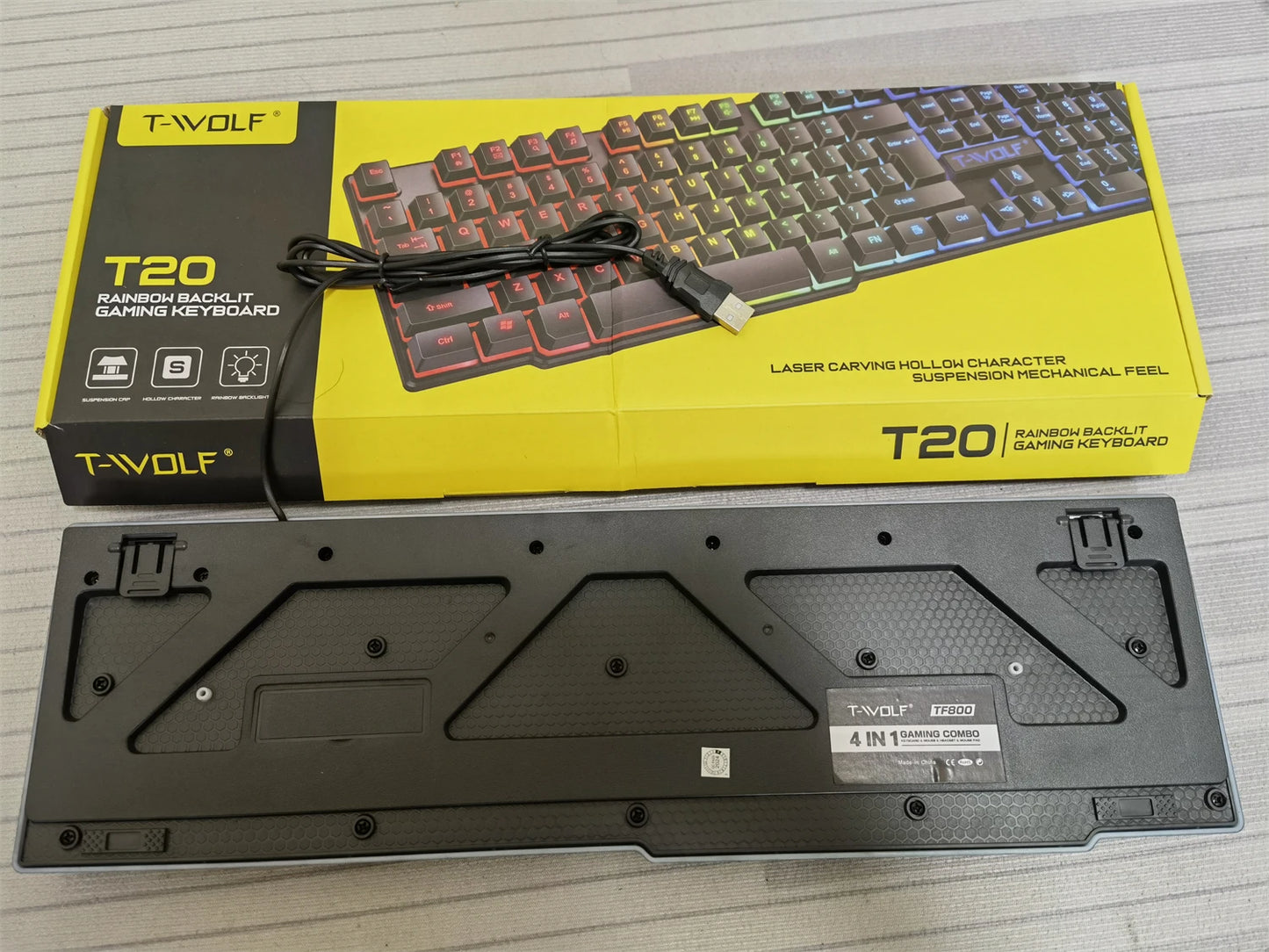 Spanish Keyboard with Ñ Russian Keyboard ISO 100% Layout 104 Keys Spanish Russian Gaming Keyboard Mouse Kit Backlight Wired T20