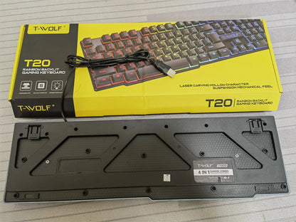 Spanish Keyboard with Ñ Russian Keyboard ISO 100% Layout 104 Keys Spanish Russian Gaming Keyboard Mouse Kit Backlight Wired T20