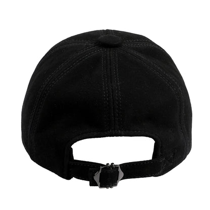 BOONJOVIA Unisex Genuine Suede Leather Baseball Caps for Mens Womens-Adjustable Buckle Back Real Leather Hats