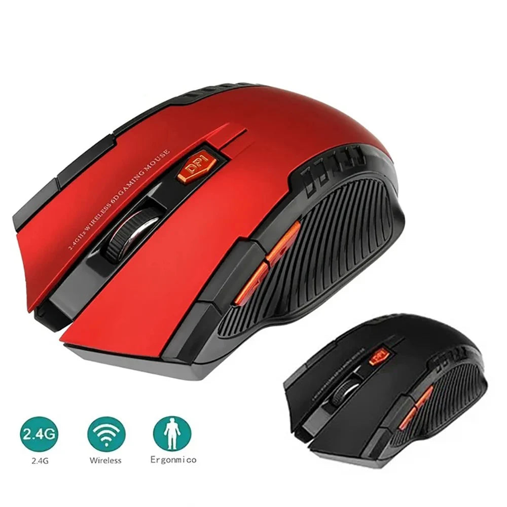 2.4GHz trådløs optisk gamingmus med USB-modtager, 2000DPI, 6 knapper, til computer og laptop tilbehør