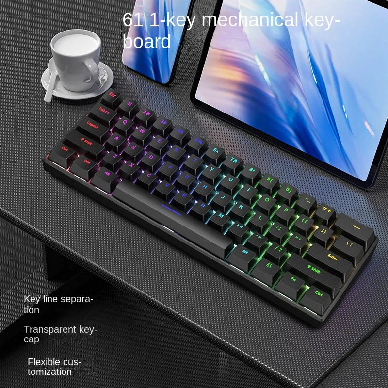 Mechanical keyboard Gamer keyboards mini Usb 61-Key Computer 60% kit upgrade Wired ergonomic semi mechanical white teclado pc