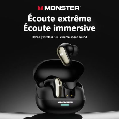 Monster MQT52 Bluetooth 5.4 Wireless Earphones Gaming Headphones with Mic, HiFi Stereo Sound True Wireless Earbuds, Low Latency Bluetooth 5.4 Earphones with 24H Battery Life
