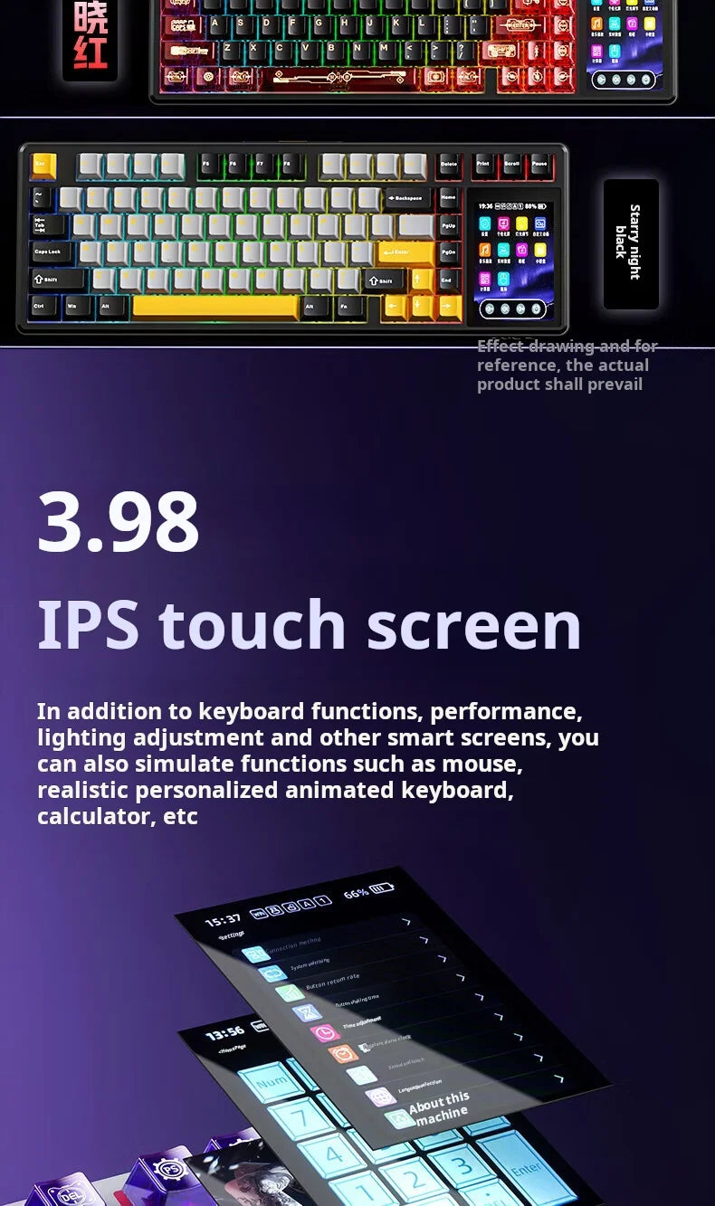 AULA L99 Intelligent Screen Mechanical Keyboard Bluetooth Wireless Tri-mode Night Gaming Laptop Keyboard 8000mAh Raindrop Switch