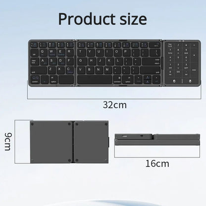 New Three-Fold Folding Bluetooth Keyboard With Touchpad Portable Foldable Keyboard For PC Mac Smartphone IPad