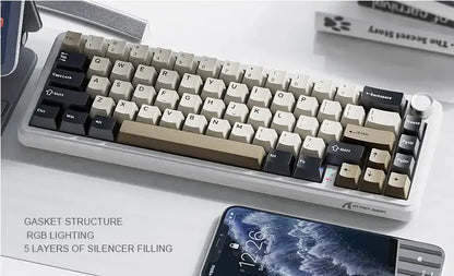 Attack Shark X66 Wireless Mechanical Keyboard 65% Compact Layout RGB Backlight Gasket Hot Swap Bluetooth USB-C PBT Large battery