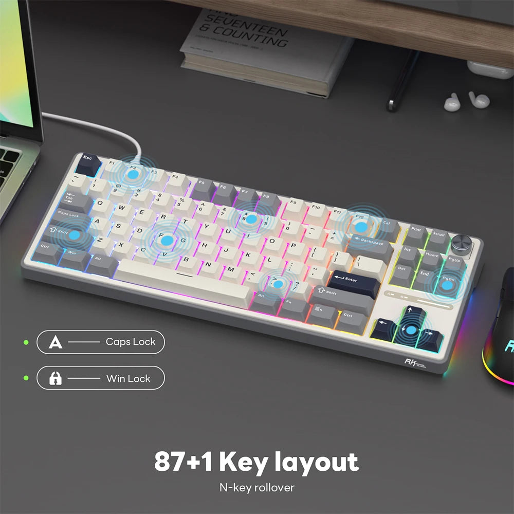 RK Royal Kludge RK R87Pro Gasket Wired Gamer Keyboard Hot-swappable 88 Keys Mechanical Keyboard 88% RGB Backlit With PBT Keycaps