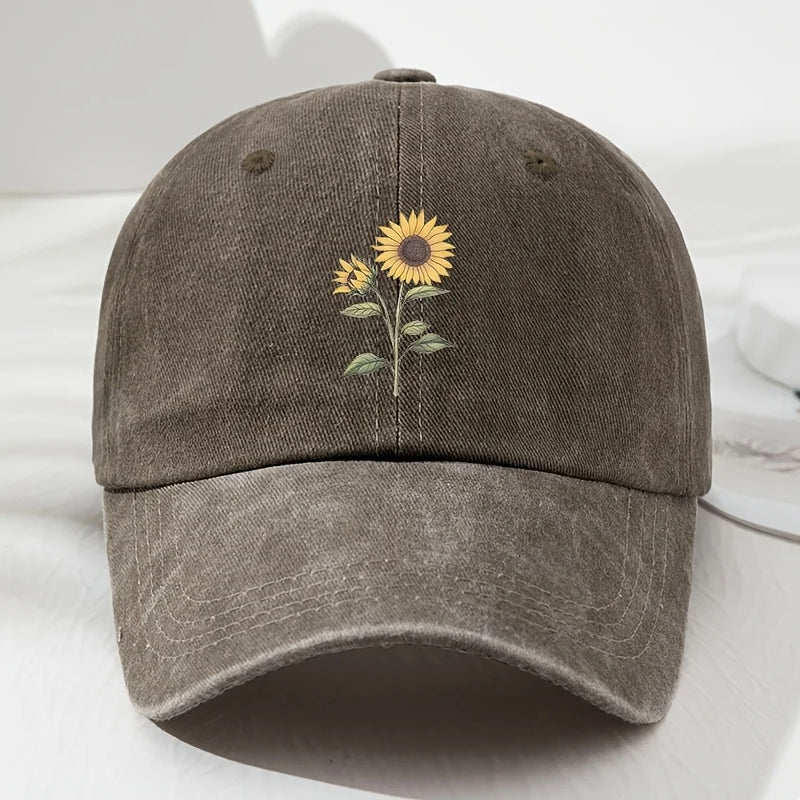 Retro saulėgrąžų rašto beisbolo kepurė „Dad Hat“, tinkanti lauko sportui, žvejybai ir stovyklavimui, žygiai