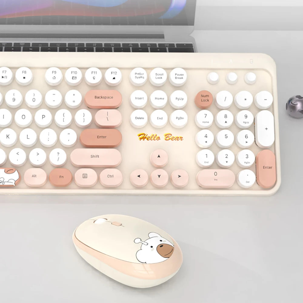 Cute New 2.4G Wireless Keyboard With Numeric 104 Keys Silent Gaming Keyboard Mouse Set For Laptop Desktop PC Friend Gift Durable