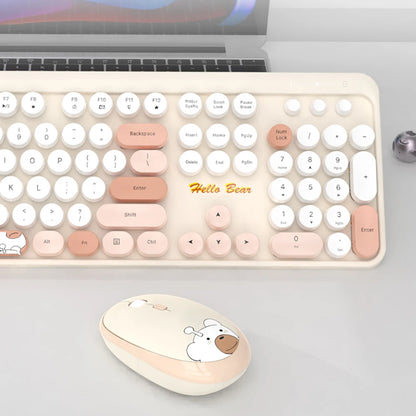 Cute New 2.4G Wireless Keyboard With Numeric 104 Keys Silent Gaming Keyboard Mouse Set For Laptop Desktop PC Friend Gift Durable