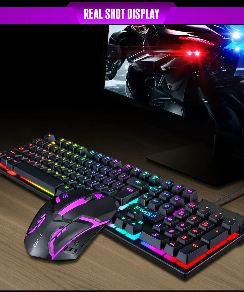 Spanish Keyboard with Ñ Russian Keyboard ISO 100% Layout 104 Keys Spanish Russian Gaming Keyboard Mouse Kit Backlight Wired T20